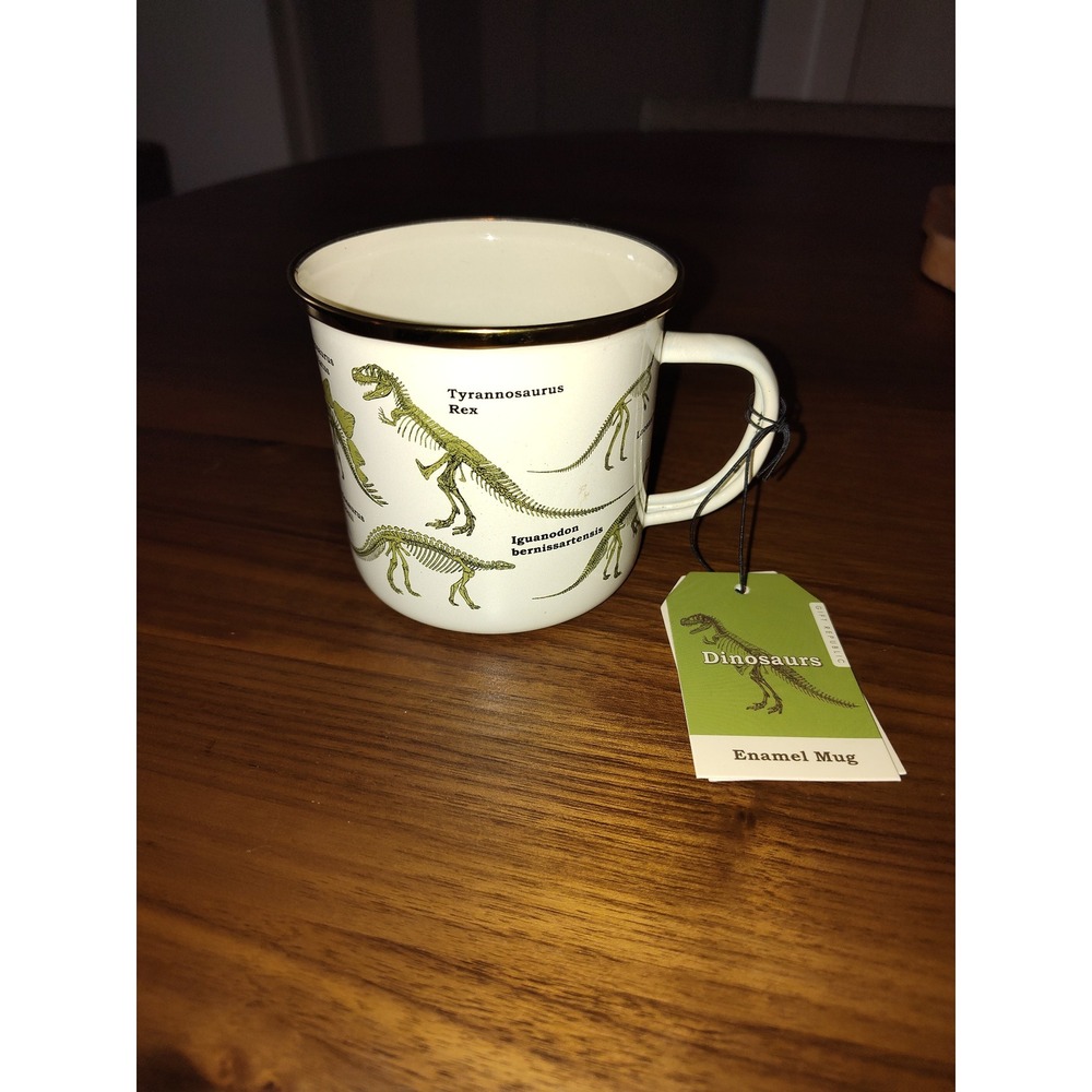 Gift Republic Dinosaur Skeleton Enamel Mug Cream Tyrannosaurus Rex GR270058 NEW